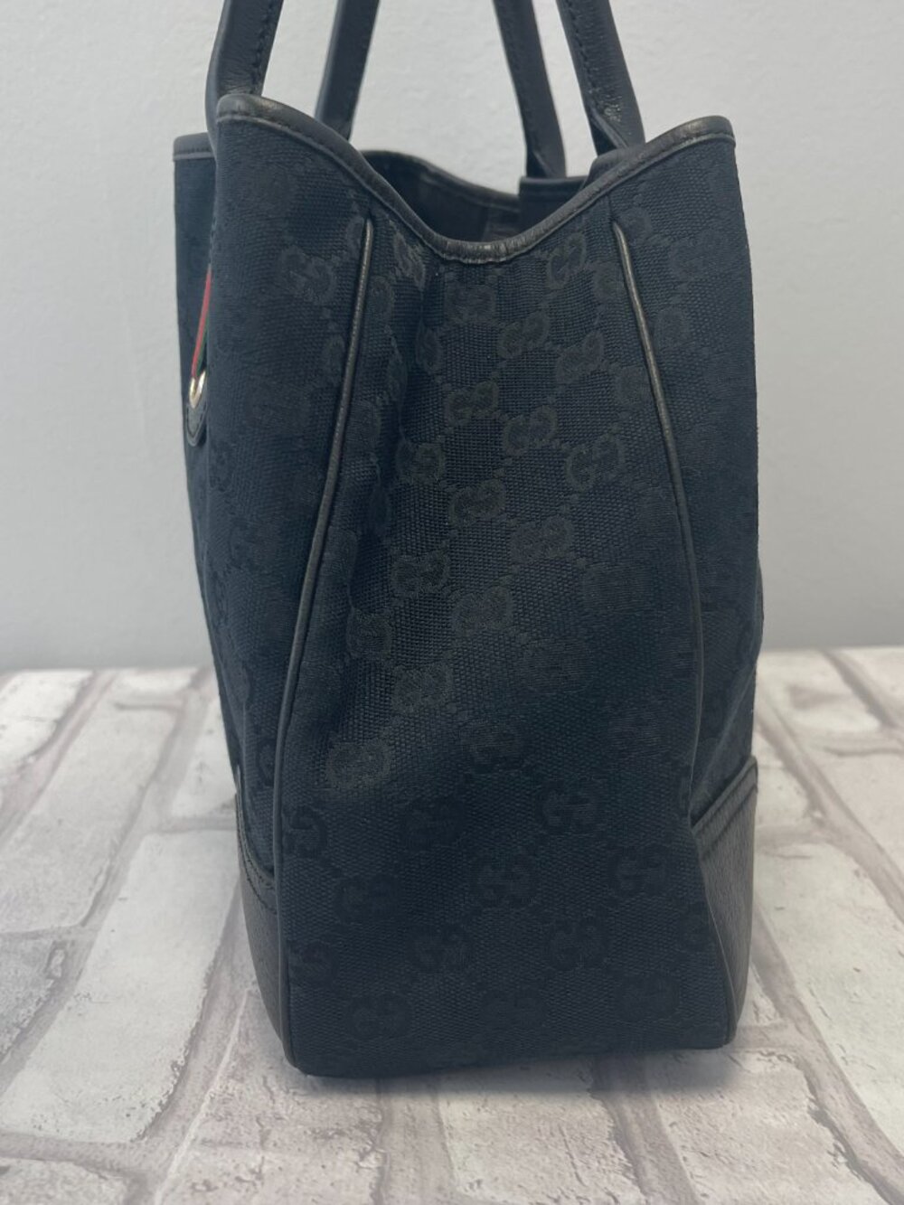 Gucci GG Canvas and Leather Princy Tote, Medium in Black - Preowned - Picture 8 of 12